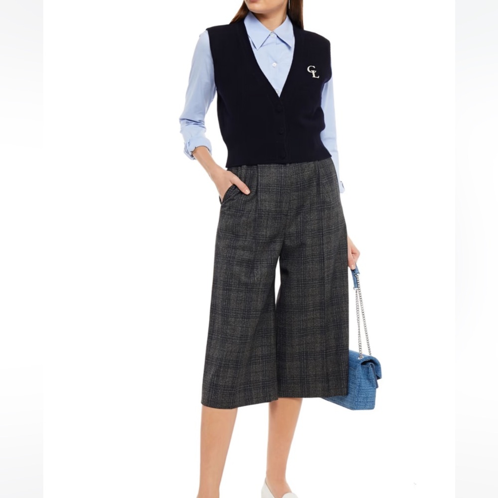 SANDRO Pleated checked woven shorts